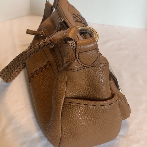 BRIGHTON Pebble Leather Braided Brown Shoulder Bag - Picture 16 of 16